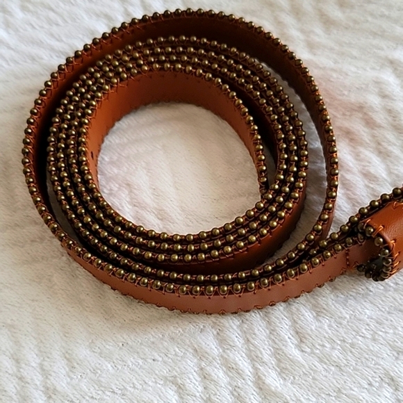 Treasure & Bond Belt Brown with Metal Wired Beads Edging - L - Picture 2 of 8